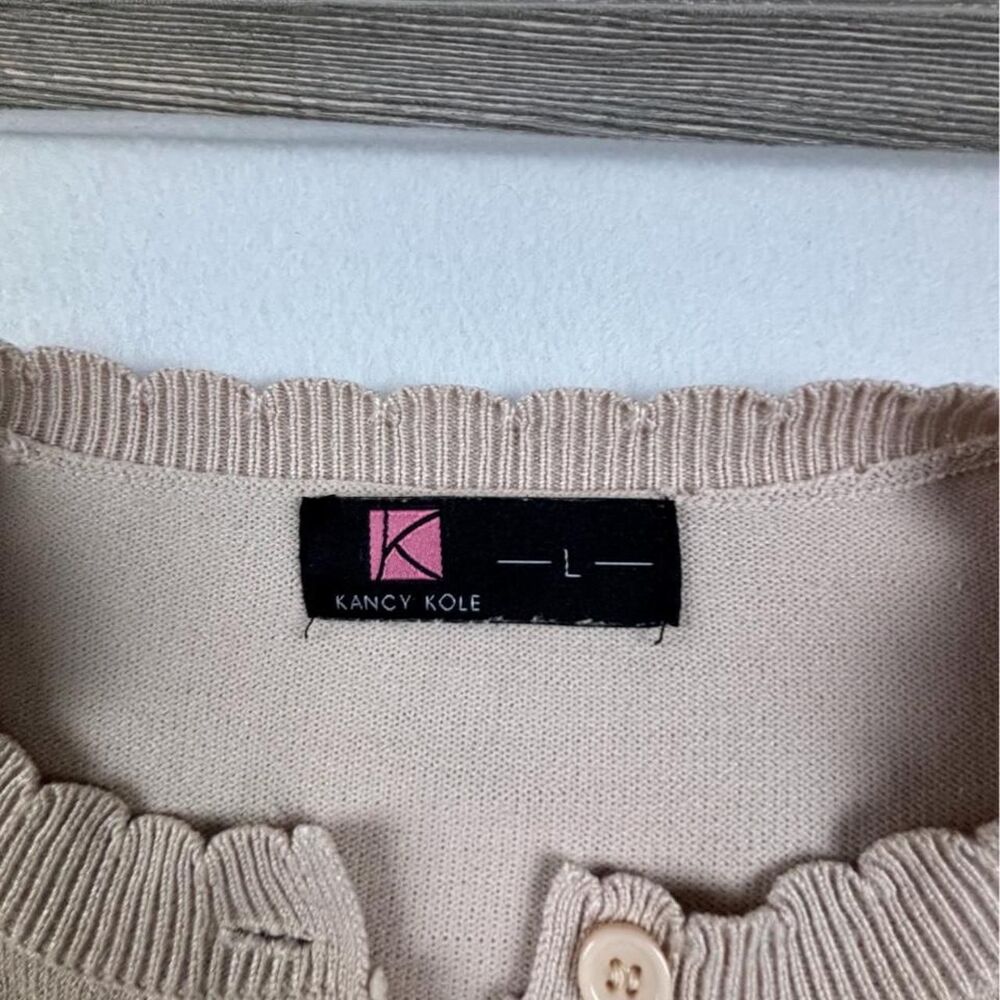 Kancy Kole Cream Puff Sleeve Cardigan Sweater Women’s Large Cottagecore - Picture 3 of 7